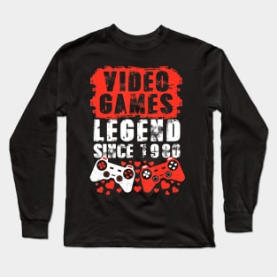 Gaming 1980 Birthday Video Games Birthday Gamer Long Sleeve T-Shirt